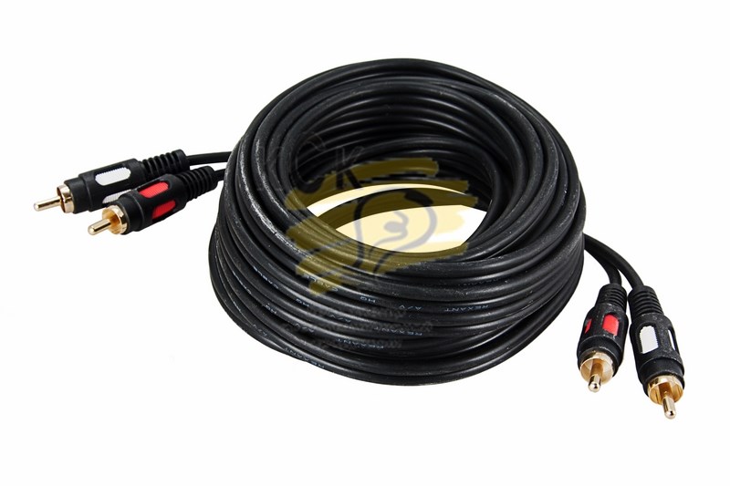 Шнур 2 RCA - 2 RCA, 10м, черный, Gold REXANT