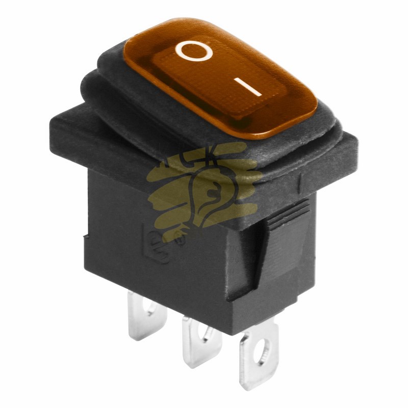 Выключатель клавишный 250V 6А (3с) ON-OFF желтый  с подсветкой  Mini ВЛАГОЗАЩИТА REXANT