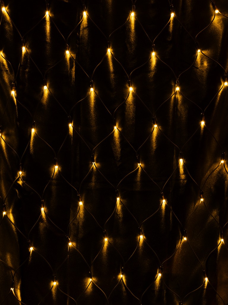 Гирлянда светодиодная "Сеть" 1,5х1,5 м, 120LED, 2700К, черный шнур, посл. подкл, IP65, 250 В, TDM