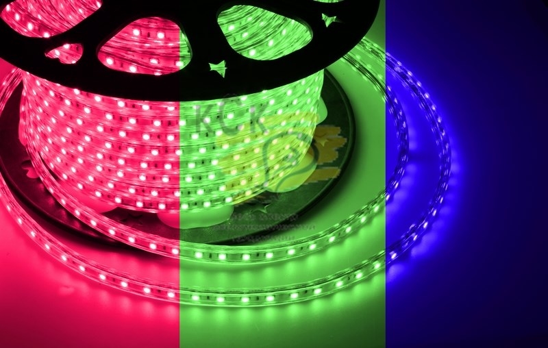 Лента светодиодная 220В, SMD5050, 60 LED/м, RGB, 13х8мм, без установочного набора, IP67 NEON-NIGHT