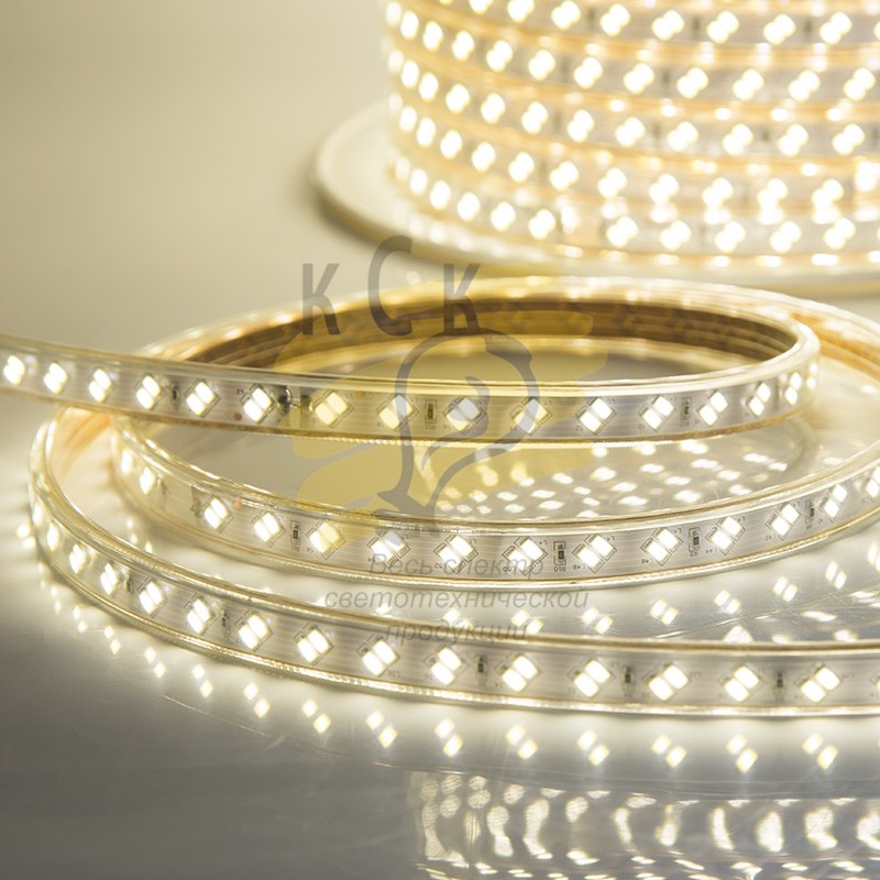 LED Лента 220В, 6.5x17мм, IP67, SMD 5730, 120 LED/м, Теплый белый, 100м
