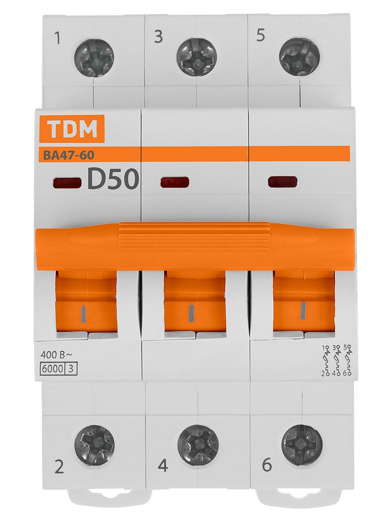 Авт. выкл. ВА47-60 3Р 50А 6кА х-ка D TDM