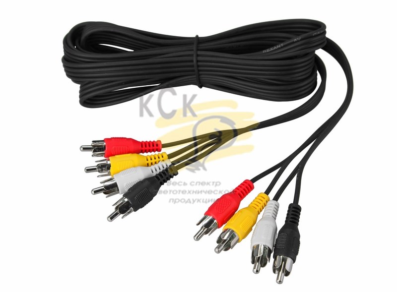 Шнур 4 RCA - 4 RCA, длина 3 метра, черный REXANT
