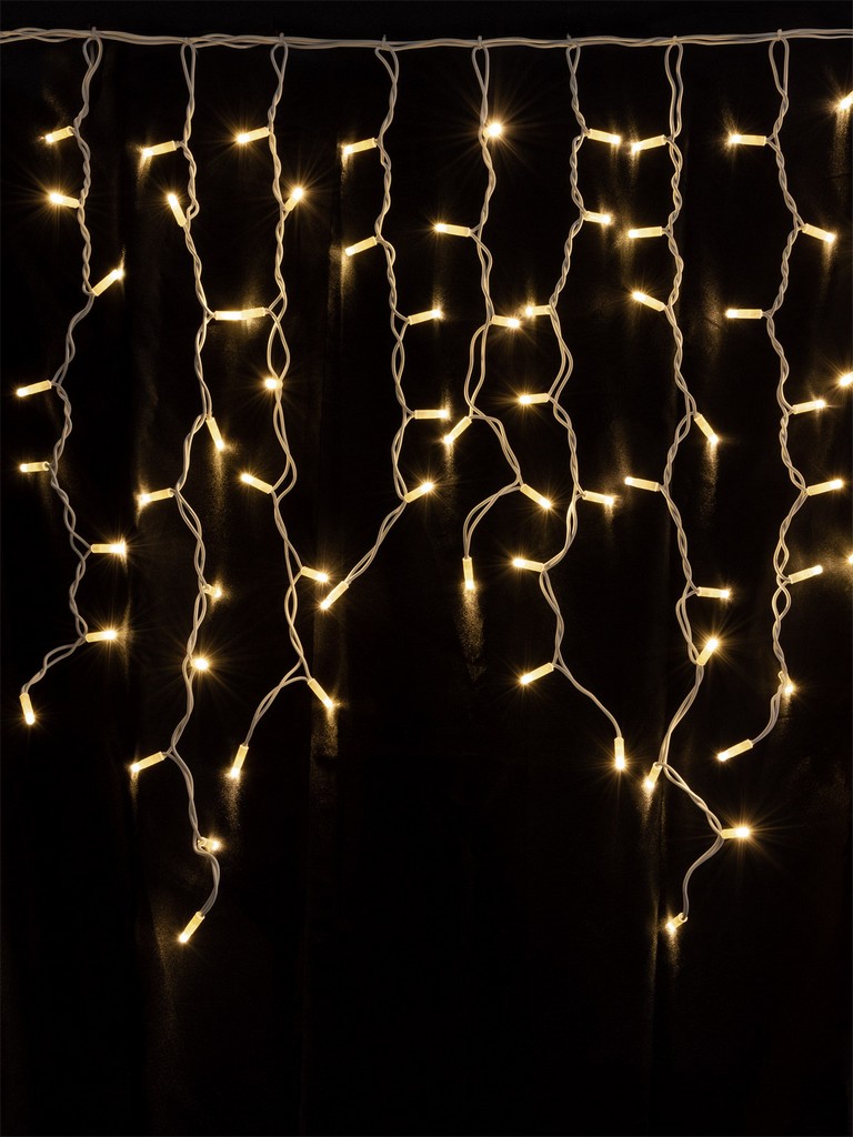 Гирлянда светодиодная "Бахрома" 2х1м, 152LED, 3000К, бел. шнур, посл. подкл, IP65, 250 В, TDM