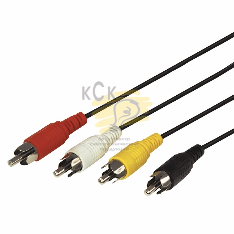 Шнур 4 RCA - 4 RCA, длина 3 метра, черный REXANT
