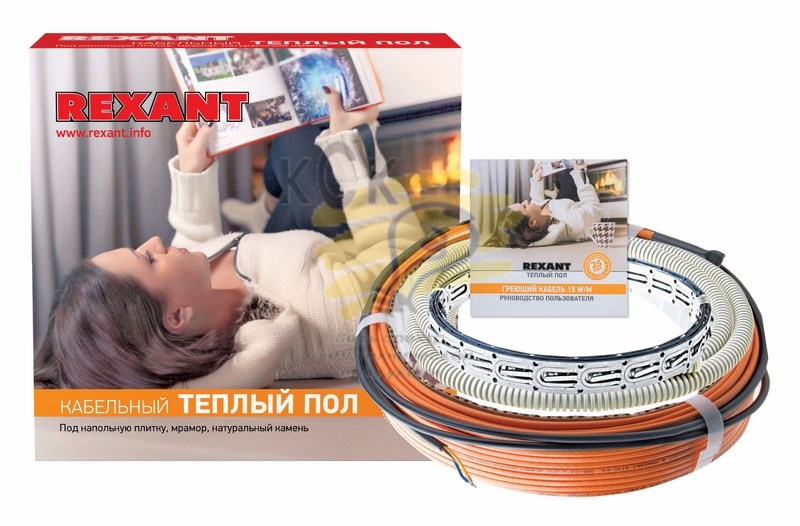 Теплый пол, кабельная секция Standard RND-80-1200 1200Вт, 80м, 7,5-10,0м двухжильный REXANT