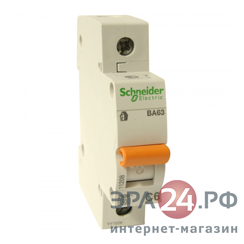 Автомат 1P  6А BA63 4,5kA С Schneider Electric Домовой