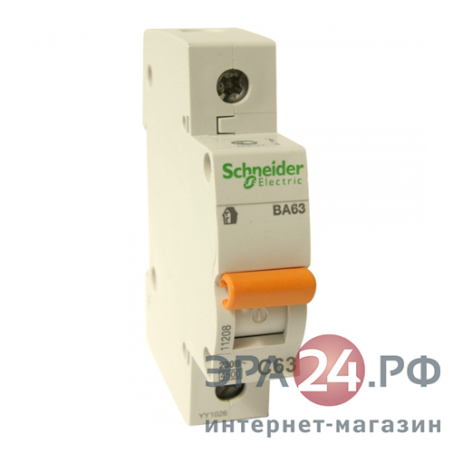 Автомат 1P 63А BA63 4,5kA С Schneider Electric Домовой
